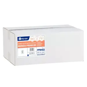 Papier toaletowy w listkach Merida Premium, trzywarstwowy, biały, karton 4800 szt.