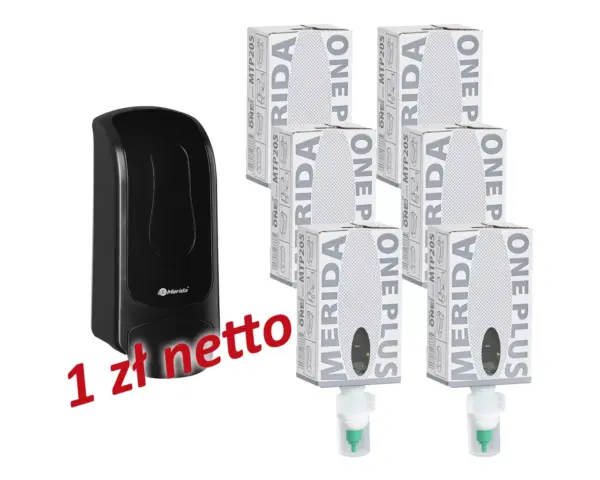 Merida One czarny dozownik mydła w pianie + 6 wkładów