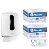 "Merida ONE SLIM biały pojemnik na ręczniki składane + 2 kartony ręczników SLIM – zestaw promocyjny 1 zł netto