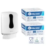 Merida ONE SLIM biały pojemnik na ręczniki składane + 2 kartony TOP SLIM Ecolabel 6 000 listków