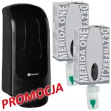 Zestaw Merida One PROMO33 – czarny dozownik mydła w pianie i 2 wkłady dezynfekcyjne Sanitinas