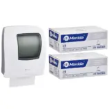 Mechaniczny podajnik ręczników MERIDA ONE biały za 125 zł netto przy zakupie 2 kartonów ręczników MERIDA CLASSIC AUTOMATIC RAB301 (12 x 250 m = 3 000 m, 11 760 listków)