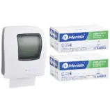 Mechaniczny podajnik ręczników MERIDA ONE biały za 125 zł netto przy zakupie 2 kartonów ręczników MERIDA OPTIMUM AUTOMATIC RAB302 (12 x 250 m = 3 000 m, 11 760 listków)