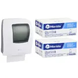 Mechaniczny podajnik ręczników MERIDA ONE biały za 125 zł netto przy zakupie 2 kartonów ręczników MERIDA TOP AUTOMATIC RAB309 (12 x 140 m = 1 680 m, 6 588 listków)