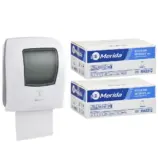 Automatyczny bezdotykowy podajnik ręczników MERIDA ONE biały za 250 zł netto przy zakupie 2 kartonów ręczników MERIDA OPTIMUM AUTOMATIC RAB312 (12 x 250 m = 3 000 m, 11 760 listków)