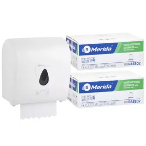 Mechaniczny podajnik ręczników MERIDA TOP szary za 100 zł netto przy zakupie 2 kartonów ręczników MERIDA OPTIMUM AUTOMATIC RAB302 (12 x 250 m = 3 000 m, 11 100 listków)