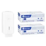 Pojemnik na papier toaletowy w listkach MERIDA ONE za 1 zł netto przy zakupie 2 kartonów papierów toaletowych MERIDA CLASSIC PKB401 (18 000 listków)