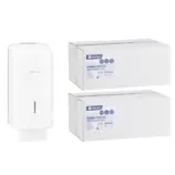 Pojemnik na papier toaletowy w listkach MERIDA ONE za 1 zł netto przy zakupie 2 kartonów papierów toaletowych MERIDA PREMIUM PPB401 (9 600 listków)