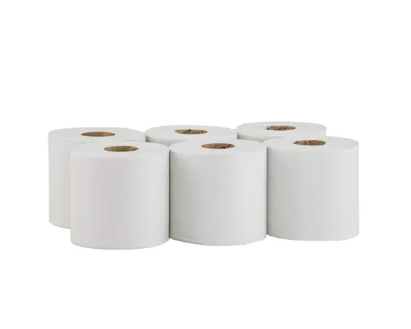 Ręczniki papierowe w roli, MERIDA CLASSIC CENTER PULL MAXI ECOLABEL, jednowarstwowe, białe, średnica 20 cm, długość 320 m, zgrzewka 6 rolek Biały ręcznik papierowy makulaturowy w roli 320 m średnica 20 cm