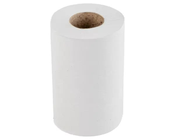 Ręczniki papierowe w roli, MERIDA CLASSIC CENTER PULL MINI ECOLABEL, jednowarstwowe, białe, średnica 13 cm, długość 116 m, zgrzewka 12 rolek Biały ręcznik papierowy w roli makulaturowy gofrowany średnica 13 cm