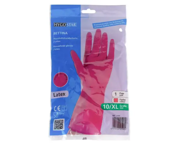 Profesjonalne rękawice gospodarcze, rozmiar XL, czerwone Rękawice gospodarcze XL z wzorem extra grip na palcach