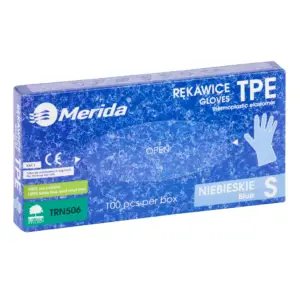 Niebieskie rękawice jednorazowe TPE, rozmiar S, 100 sztuk