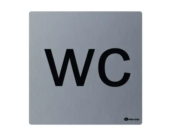 Piktogram ze stali nierdzewnej, WC, wym. 95 x 95 x 2 mm, stal matowa Stalowy piktogram WC z zaokrąglonymi rogami, grubość 2 mm