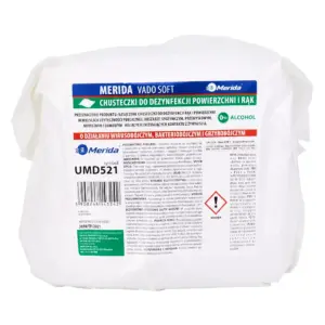 Wkład do wiadra 6 l Merida Vado Soft – chusteczki bezalkoholowe do dezynfekcji, 65 m/260 listków.