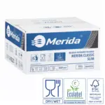 Ręczniki papierowe składane w Z, MERIDA CLASSIC SLIM ECOLABEL, jednowarstwowe, białe, karton 3000 szt.