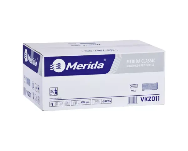 Ręczniki papierowe MERIDA CLASSIC, zielone, jednowarstwowe, 4000 szt. Zielone jednowarstwowe ręczniki papierowe Merida Classic składane w V