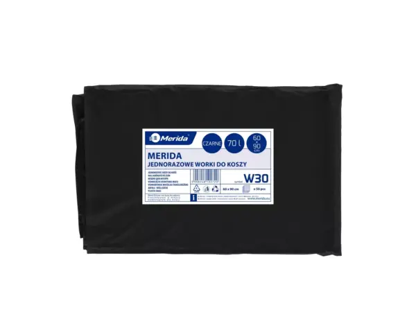 Worki na śmieci 70 l, MERIDA CLASSIC, czarne, 60x90 cm, paczka 50 szt. Czarne worki na śmieci 70 l LDPE 60x90 cm paczka 50 szt
