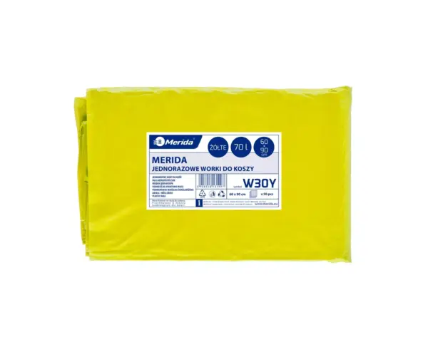 Żółte worki na śmieci 70 l LDPE, paczka 50 sztuk