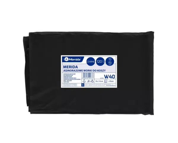 Worki na śmieci 120 l, MERIDA CLASSIC, czarne, 70x110 cm, paczka 50 szt. Czarne worki na śmieci 120 l LDPE, paczka 50 sztuk