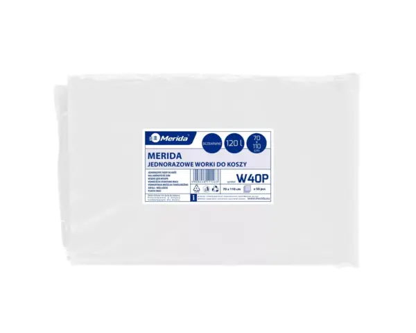 Bezbarwne worki na śmieci 120 l LDPE, paczka 50 szt.