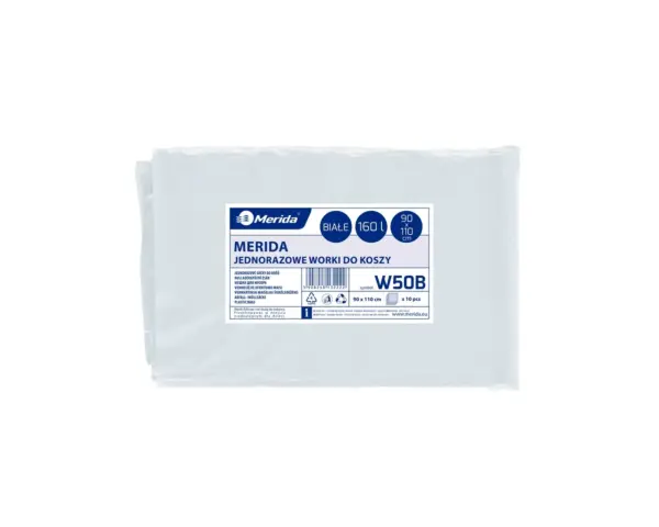 Worki na śmieci 160 l, MERIDA CLASSIC, białe, 90x110 cm, paczka 10 szt. Białe worki na śmieci 160 l LDPE, paczka 10 sztuk