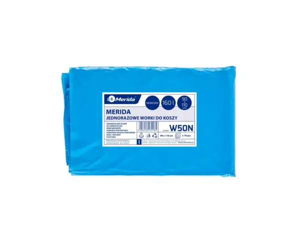 Worki na śmieci 160 l, MERIDA CLASSIC, niebieskie, 90x110 cm, paczka 10 szt. Niebieskie worki na śmieci 160 l LDPE, paczka 10 sztuk