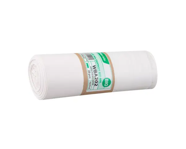 Worki biodegradowalne na śmieci 60 l, MERIDA BIO, białe, 70x70 cm, rolka 20 szt. Białe biodegradowalne worki na śmieci 60 l w rolce 20 sztuk