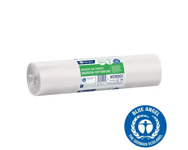Białe worki na śmieci 120 l LDPE, rolka 50 szt.