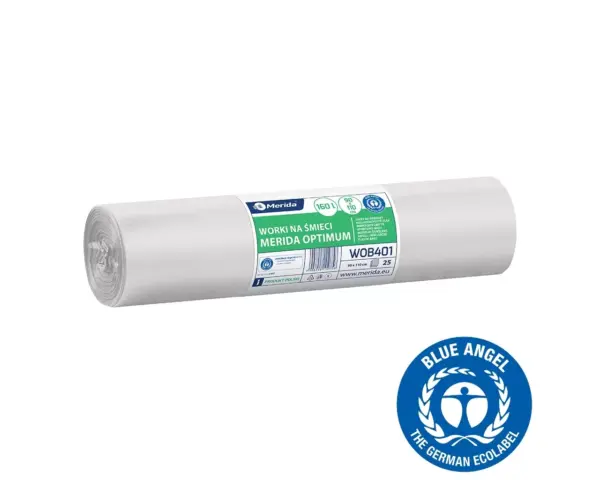 Białe worki na śmieci 160 l LDPE, rolka 25 sztuk