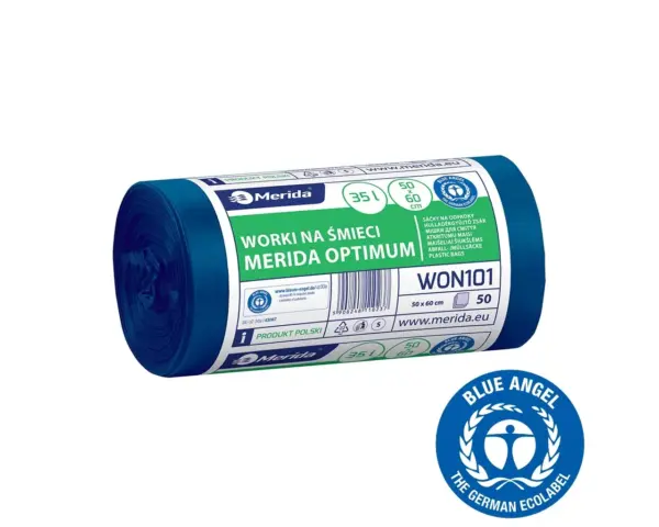 Niebieskie worki na śmieci 35 l HDPE/LDPE, rolka 50 sztuk