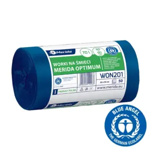Niebieskie worki na śmieci 70 l HDPE/LDPE, rolka 50 szt.