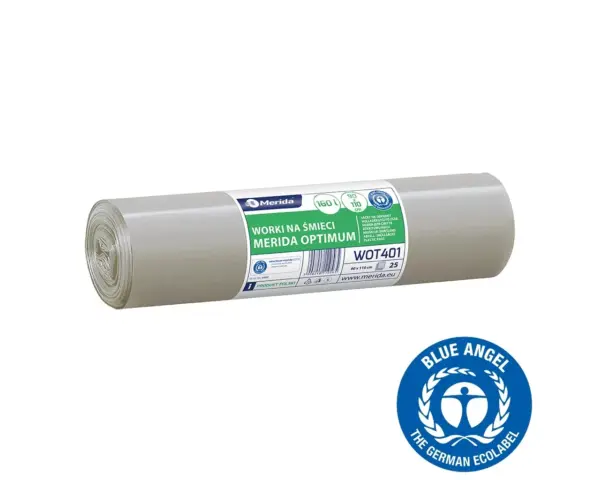 Bezbarwne worki na śmieci 160 l LDPE, rolka 25 sztuk