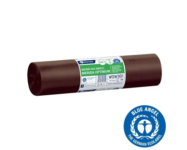 Brązowe worki na bioodpady 120 l LDPE, rolka 50 szt.
