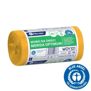 Żółte worki na śmieci 35 l HDPE/LDPE, rolka 50 sztuk