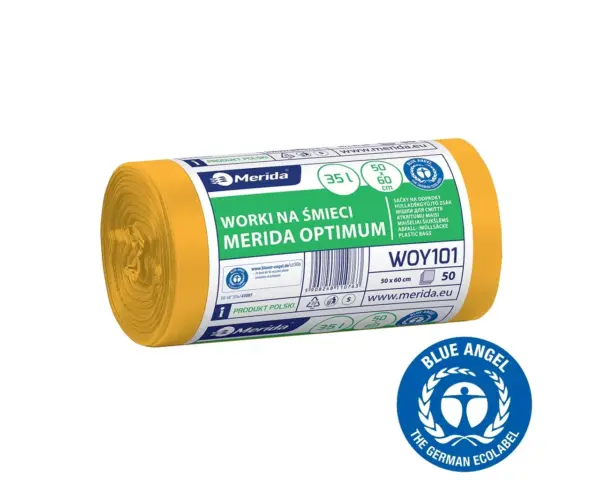 Żółte worki na śmieci 35 l HDPE/LDPE, rolka 50 sztuk