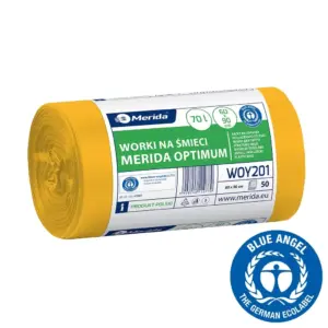 Żółte worki na śmieci 70 l HDPE/LDPE 60x90 cm rolka 50 szt.