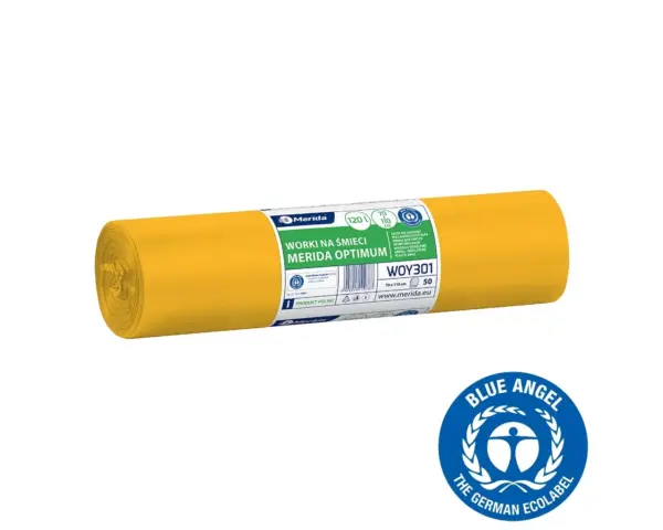 Żółte worki na śmieci 120 l LDPE, rolka 50 sztuk