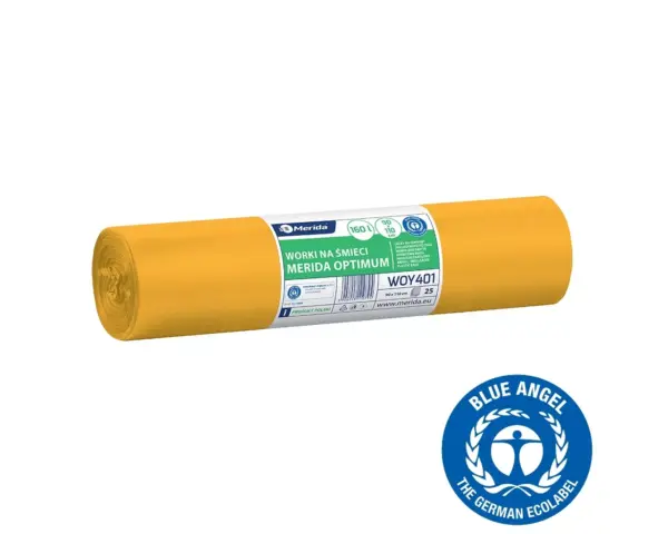 Żółte worki na śmieci 160 l LDPE Merida Optimum Blue Angel