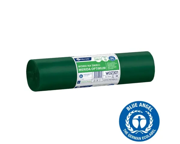 Zielone worki na śmieci 120 l LDPE certyfikat Blue Angel