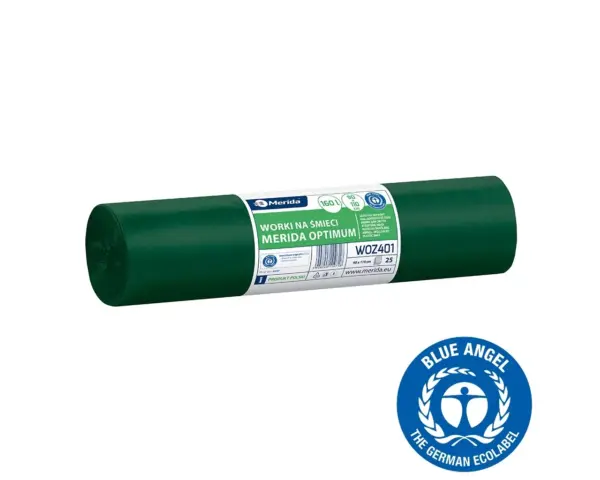Zielone worki na śmieci 160 l LDPE Merida Optimum Blue Angel