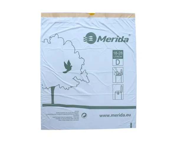 Worki na śmieci z taśmą zapachowe 18-28 l, MERIDA TOP, białe, 55x65 cm, rolka 20 szt. Pojedynczy biały worek na śmieci 55x65 cm z taśmą ściągającą