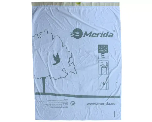 Worki na śmieci z taśmą zapachowe 30-40 l, MERIDA TOP, białe, 65x85 cm, rolka 12 szt. Pojedynczy biały worek na śmieci 65x85 cm z taśmą ściągającą