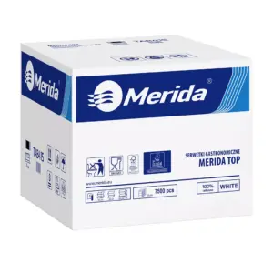 Serwetki gastronomiczne, MERIDA TOP ECOLABEL, jednowarstwowe, białe, karton 7500 szt.