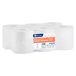 Papier toaletowy Merida Premium biały trzywarstwowy zgrzewka 12 rolek
