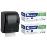 Mechaniczny podajnik ręczników, MERIDA ONE czarny za 125 zł netto przy zakupie 2 kartonów ręczników MERIDA OPTIMUM AUTOMATIC MAXI ECOLABEL RAB315 (12 x 240 m = 2 880 m, 11 292 listki)