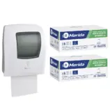 Automatyczny bezdotykowy podajnik ręczników, MERIDA ONE biały za 250 zł netto przy zakupie 2 kartonów ręczników MERIDA OPTIMUM AUTOMATIC MAXI ECOLABEL RAB315 (12 x 240 m = 2 880 m, 11 292 listki)