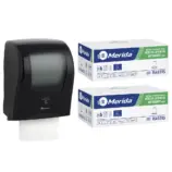 Automatyczny bezdotykowy podajnik ręczników, MERIDA ONE czarny za 250 zł netto przy zakupie 2 kartonów ręczników MERIDA OPTIMUM AUTOMATIC MAXI ECOLABEL RAB315 (12 x 240 m = 2 880 m, 11 292 listki)