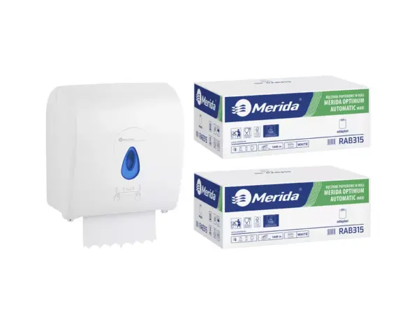 Mechaniczny podajnik ręczników, MERIDA TOP niebieski za 100 zł netto przy zakupie 2 kartonów ręczników MERIDA OPTIMUM AUTOMATIC MAXI ECOLABEL RAB315 (12 x 240 m = 2 880 m, 11 292 listki) Mechaniczny podajnik ręczników, MERIDA TOP niebieski za 100 zł netto przy zakupie 2 kartonów ręczników MERIDA OPTIMUM AUTOMATIC MAXI ECOLABEL RAB315 (12 x 240 m = 2 880 m, 11 292 listki)