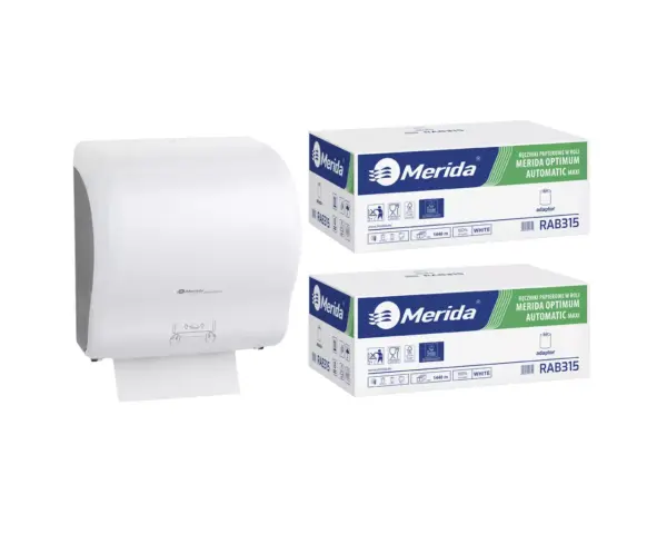Mechaniczny podajnik ręczników, MERIDA LUX CUT za 125 zł netto przy zakupie 2 kartonów ręczników MERIDA OPTIMUM AUTOMATIC MAXI ECOLABEL RAB315 (12 x 240 m = 2 880 m, 11 292 listki) Mechaniczny podajnik ręczników, MERIDA LUX CUT za 125 zł netto przy zakupie 2 kartonów ręczników MERIDA OPTIMUM AUTOMATIC MAXI ECOLABEL RAB315 (12 x 240 m = 2 880 m, 11 292 listki)