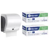 Mechaniczny podajnik ręczników, MERIDA LUX SENSOR CUT za 250 zł netto przy zakupie 2 kartonów ręczników MERIDA OPTIMUM AUTOMATIC MAXI ECOLABEL RAB315 (12 x 240 m = 2 880 m, 11 292 listki)